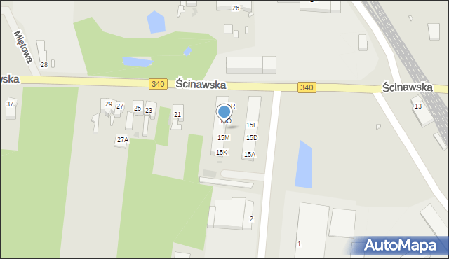 Wołów, Ścinawska, 15N, mapa Wołów