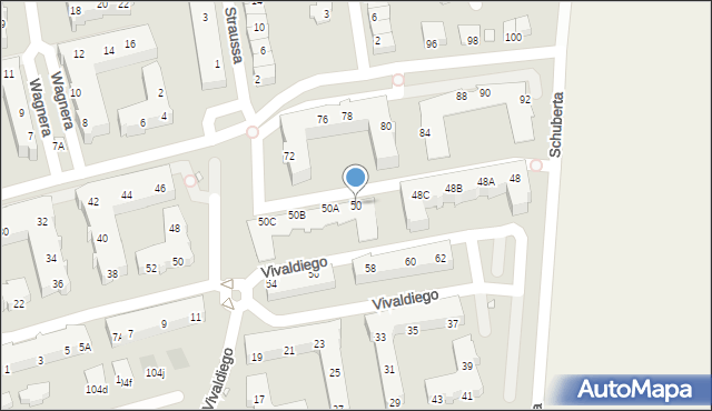 Wrocław, Schuberta Franza Petera, 50, mapa Wrocławia