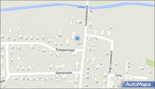 Zabrze, Ściegiennego Piotra, ks., 2, mapa Zabrza