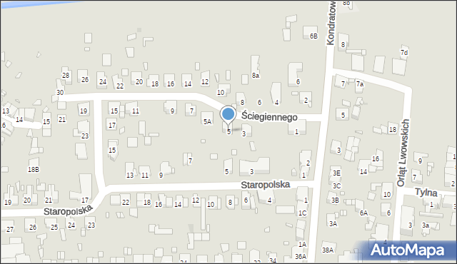 Zabrze, Ściegiennego Piotra, ks., 5, mapa Zabrza