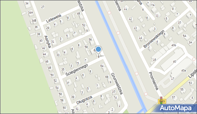 Zamość, Ściegiennego Piotra, ks., 9, mapa Zamościa