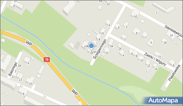 Zawiercie, Ściegiennego Piotra, ks., 12, mapa Zawiercie