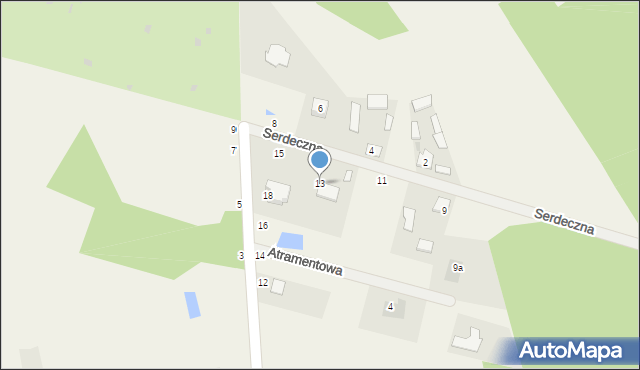 Aleksandrówka, Serdeczna, 13, mapa Aleksandrówka