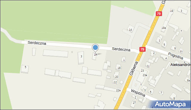 Aleksandrówka, Serdeczna, 1A, mapa Aleksandrówka