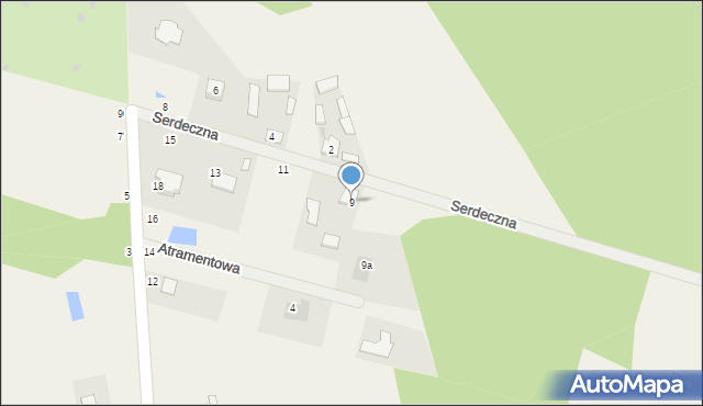 Aleksandrówka, Serdeczna, 9, mapa Aleksandrówka