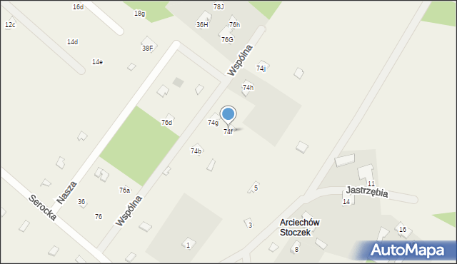 Arciechów, Serocka, 74f, mapa Arciechów