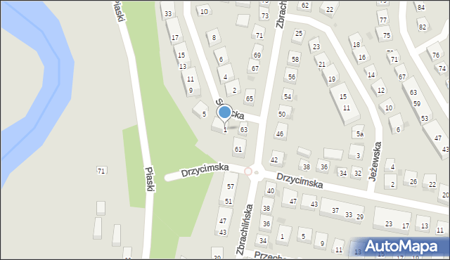 Bydgoszcz, Serocka, 1, mapa Bydgoszczy