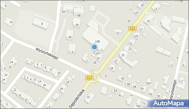 Chojnice, Sępoleńska, 24a, mapa Chojnic