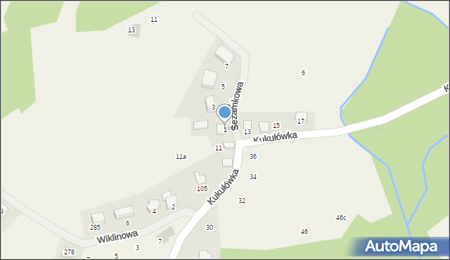 Dąbrowa Szlachecka, Sezamkowa, 1, mapa Dąbrowa Szlachecka