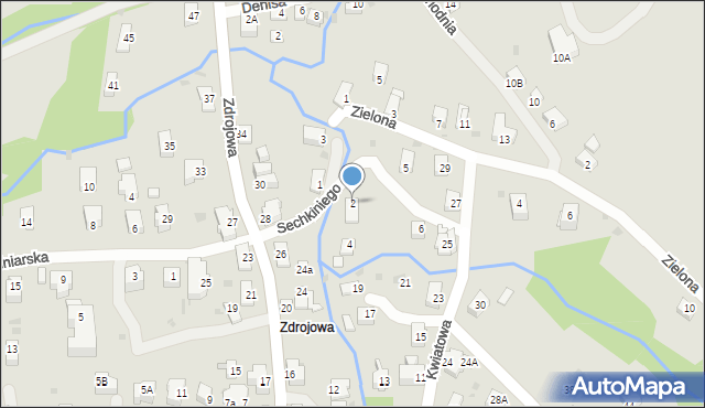 Iwonicz-Zdrój, Sechkiniego Jana, 2, mapa Iwonicz-Zdrój