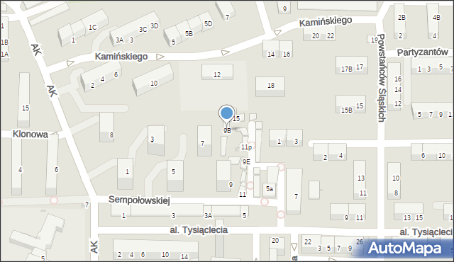 Jaworzno, Sempołowskiej Stefanii, 9B, mapa Jaworzno
