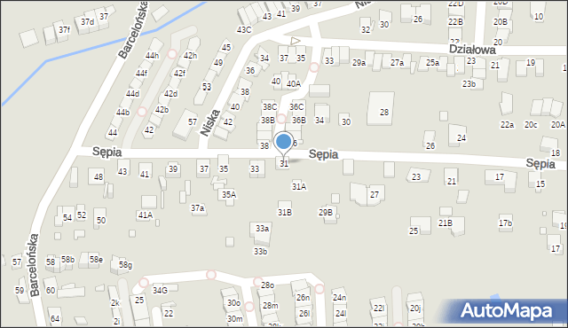 Katowice, Sępia, 31, mapa Katowic