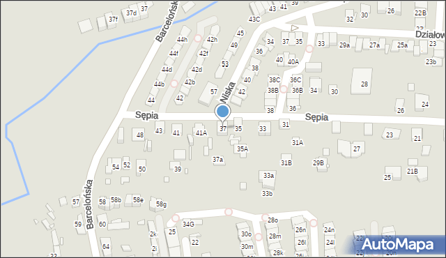 Katowice, Sępia, 37, mapa Katowic