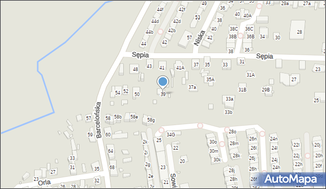 Katowice, Sępia, 39, mapa Katowic