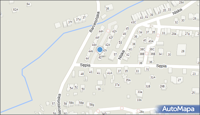 Katowice, Sępia, 42, mapa Katowic