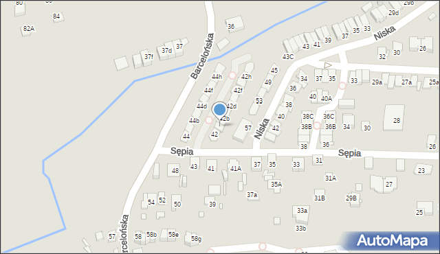 Katowice, Sępia, 42a, mapa Katowic