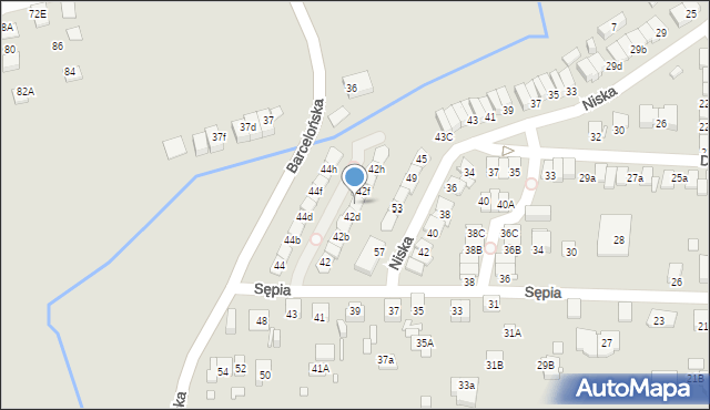 Katowice, Sępia, 42e, mapa Katowic