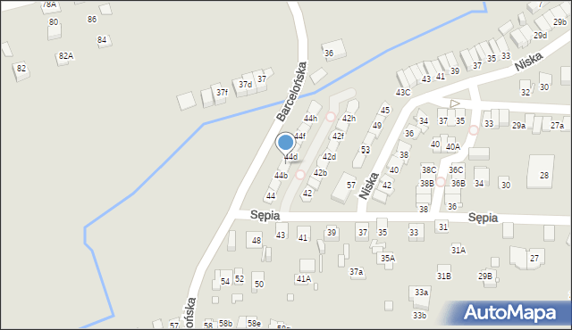 Katowice, Sępia, 44c, mapa Katowic