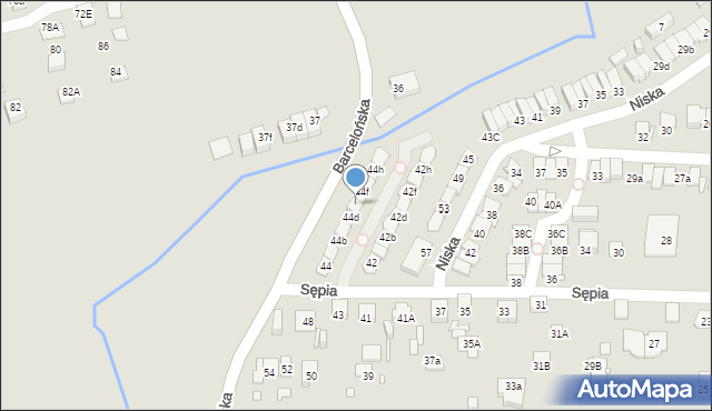 Katowice, Sępia, 44e, mapa Katowic