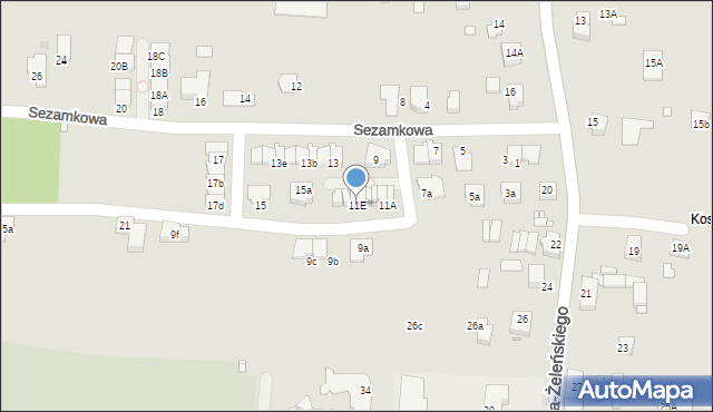 Katowice, Sezamkowa, 11E, mapa Katowic