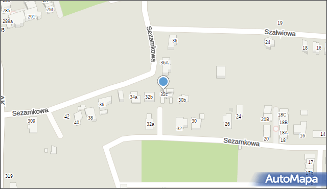 Katowice, Sezamkowa, 32c, mapa Katowic