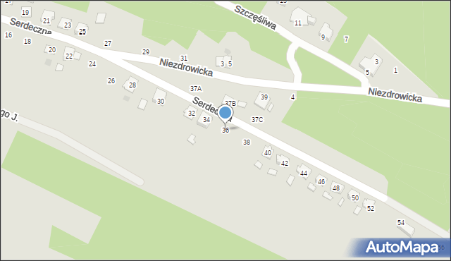 Kędzierzyn-Koźle, Serdeczna, 36, mapa Kędzierzyna-Koźle
