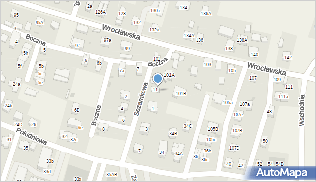 Kiełczów, Sezamkowa, 11a, mapa Kiełczów