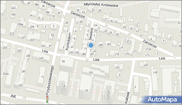 Kraków, Sewera, 10, mapa Krakowa