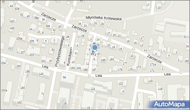 Kraków, Sewera, 4, mapa Krakowa