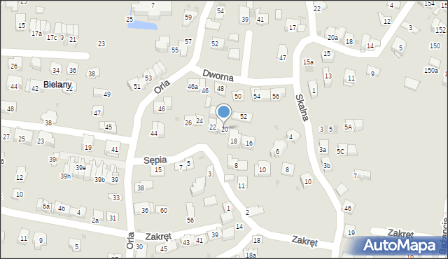 Kraków, Sępia, 20, mapa Krakowa