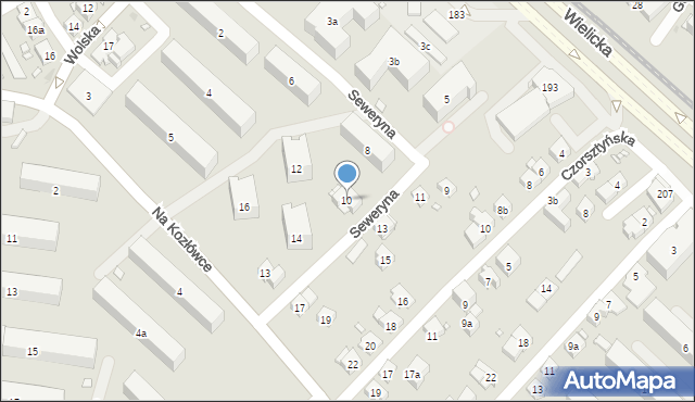 Kraków, Seweryna Tadeusza, prof., 10, mapa Krakowa