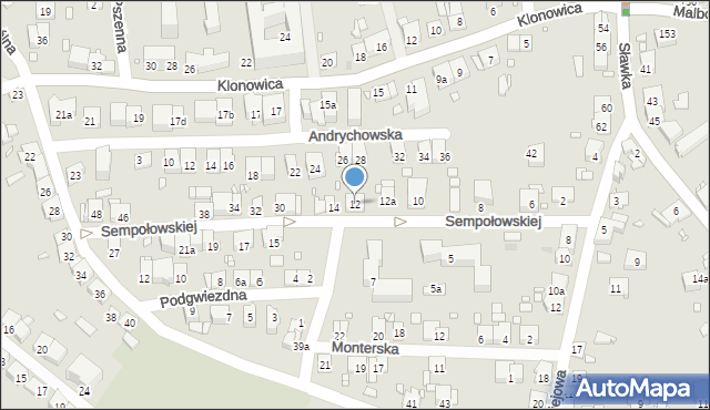 Kraków, Sempołowskiej Stefanii, 12, mapa Krakowa