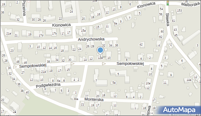 Kraków, Sempołowskiej Stefanii, 12a, mapa Krakowa