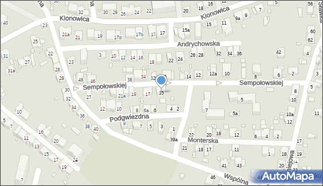 Kraków, Sempołowskiej Stefanii, 15, mapa Krakowa