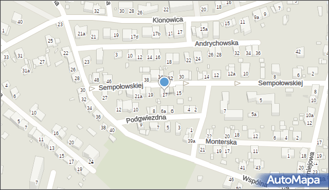 Kraków, Sempołowskiej Stefanii, 17, mapa Krakowa