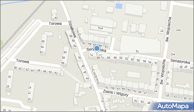 Legnica, Senatorska, 72, mapa Legnicy