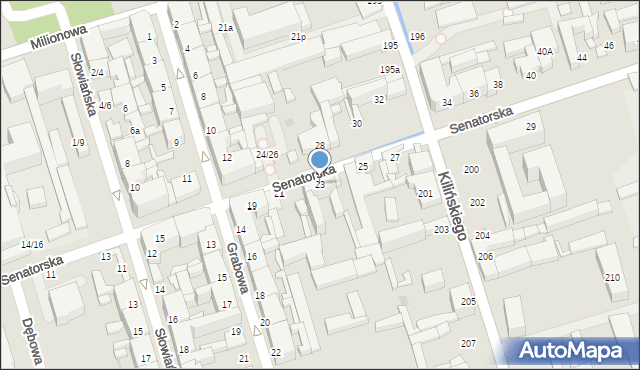 Łódź, Senatorska, 23, mapa Łodzi