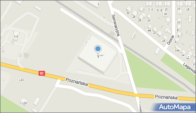 Łowicz, Seminaryjna, 9, mapa Łowicza