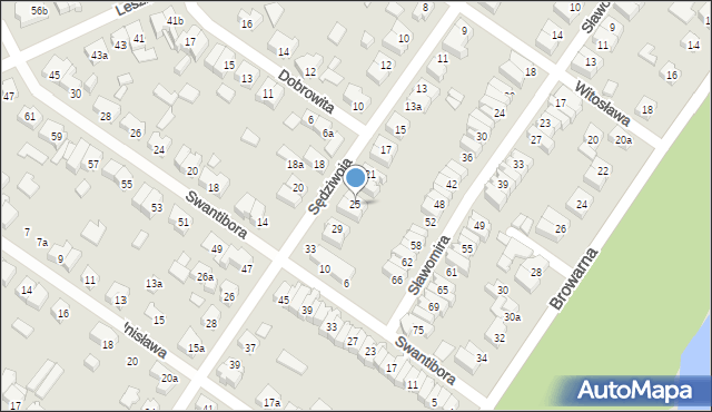 Poznań, Sędziwoja, 25, mapa Poznania