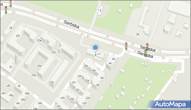 Poznań, Serbska, 4, mapa Poznania