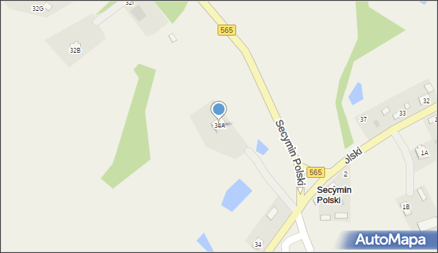 Secymin Polski, Secymin Polski, 34A, mapa Secymin Polski