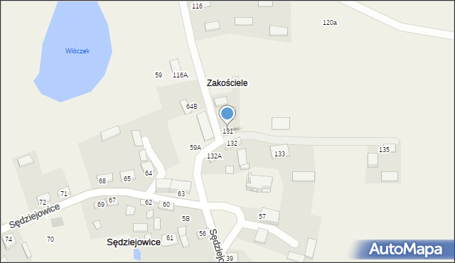 Sędziejowice, Sędziejowice, 131, mapa Sędziejowice