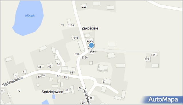 Sędziejowice, Sędziejowice, 132, mapa Sędziejowice