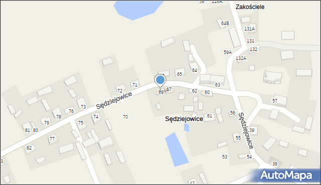 Sędziejowice, Sędziejowice, 69, mapa Sędziejowice