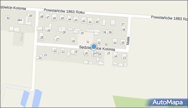 Sędziejowice-Kolonia, Sędziejowice-Kolonia, 17, mapa Sędziejowice-Kolonia