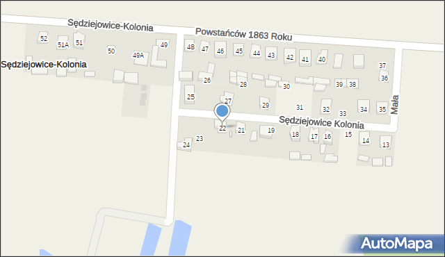 Sędziejowice-Kolonia, Sędziejowice-Kolonia, 22, mapa Sędziejowice-Kolonia