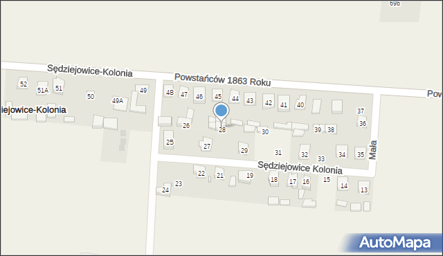 Sędziejowice-Kolonia, Sędziejowice-Kolonia, 28, mapa Sędziejowice-Kolonia