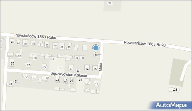 Sędziejowice-Kolonia, Sędziejowice-Kolonia, 36, mapa Sędziejowice-Kolonia