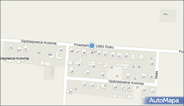 Sędziejowice-Kolonia, Sędziejowice-Kolonia, 45, mapa Sędziejowice-Kolonia