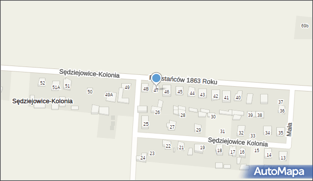 Sędziejowice-Kolonia, Sędziejowice-Kolonia, 47, mapa Sędziejowice-Kolonia